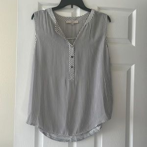 LOFT STRIPPED GRAY AND WHITE TANK TOP